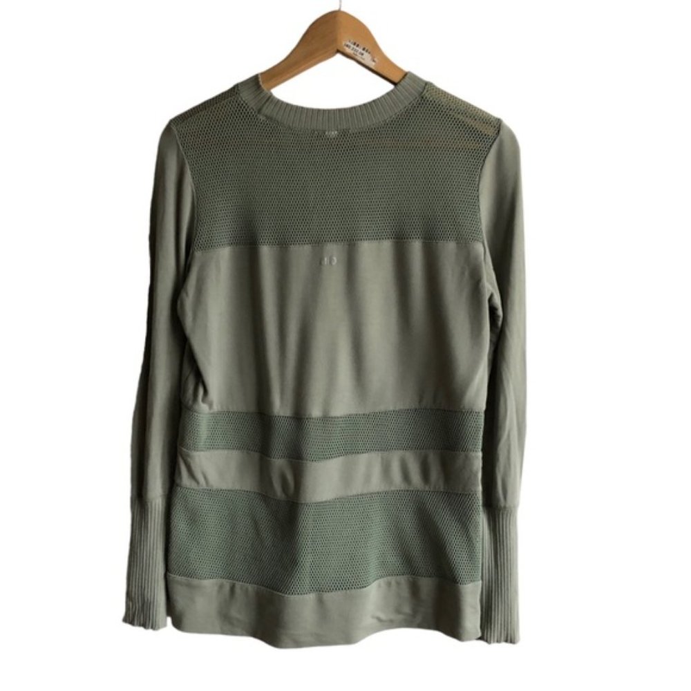 Alo Yoga Plank Long Sleeve Tee Medium Green Net Blocked - Picture 5 of 8